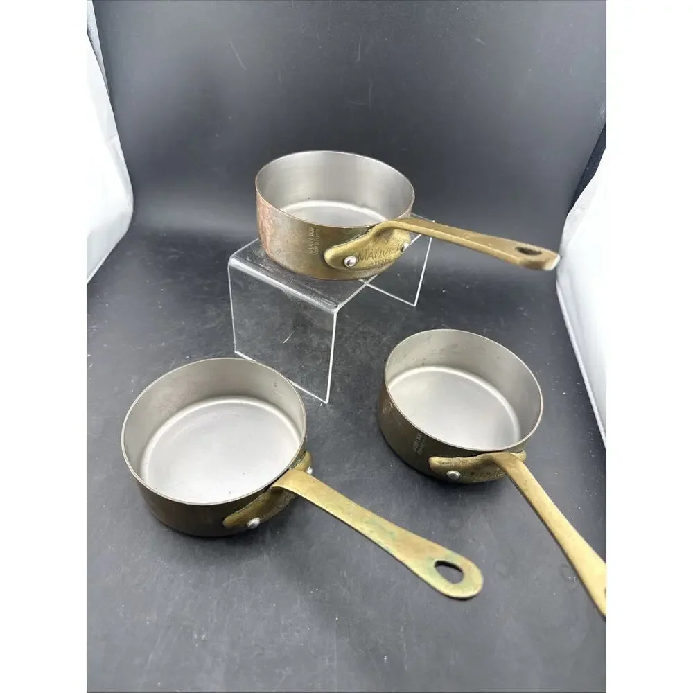 Mauviel 1830 France Copper Mini Saucepan Set of 3 Brass Handle M'Minis Lined 9cm